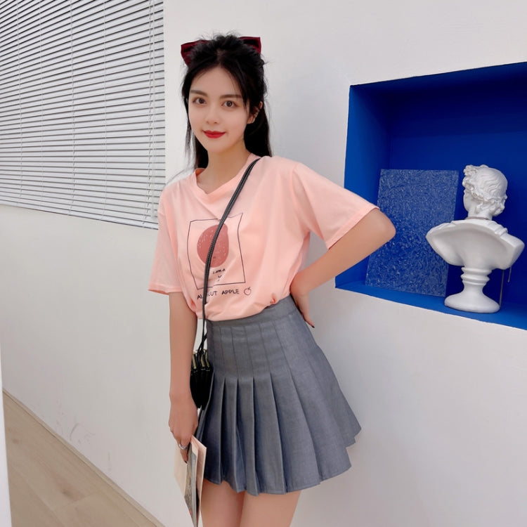Summer High Waist Pleated Skirt Student A-Shaped Skirt, Size: