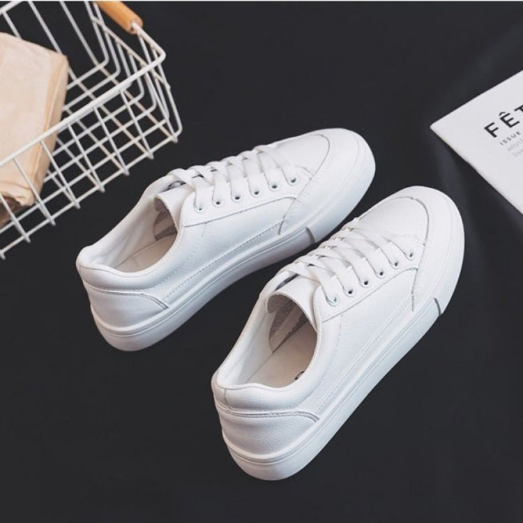 Women Casual Solid Color PU Leather Shoes Spring and Autumn All Match Sneakers, Size: