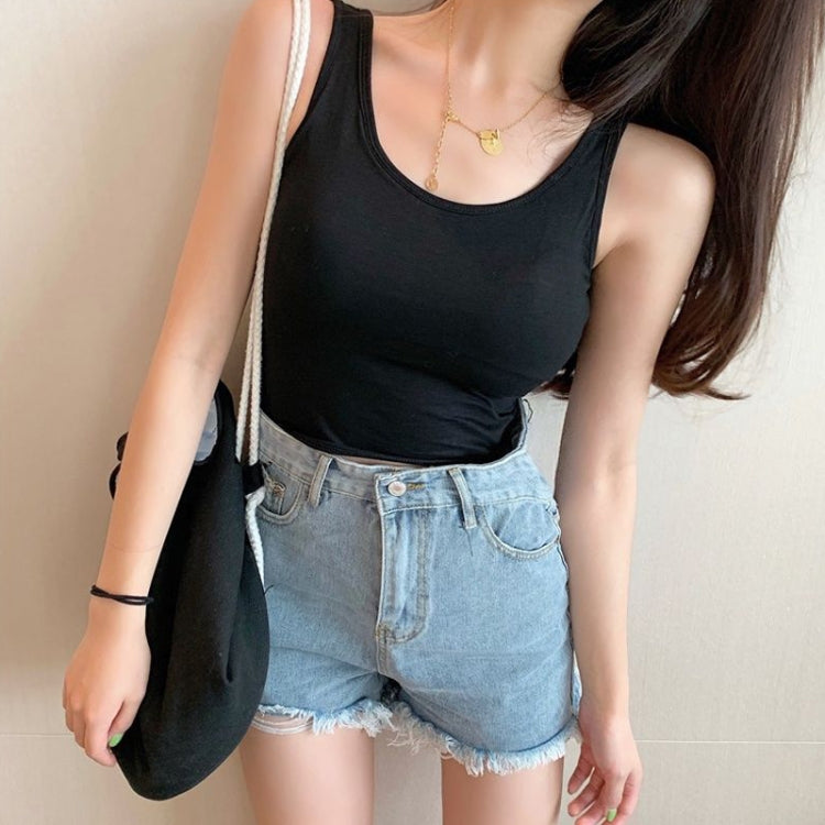 Women Ribbed Cotton Back Hollow Vest With Chest Pad, Size: For