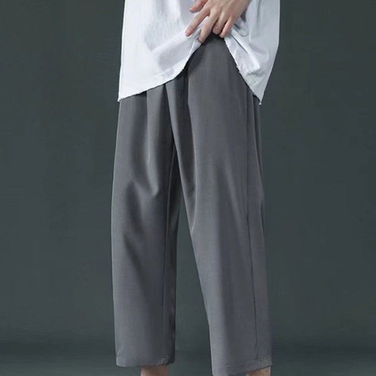 Mens Loose Straight Casual Suit Pants Summer Wide Leg Thin Sports Trousers, Size: