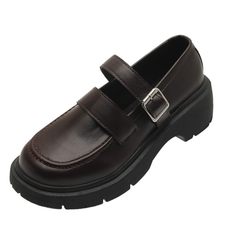 Women Leather Shoes Round Toe Mary Janes Shoes Girls Student School Shoes, Size:
