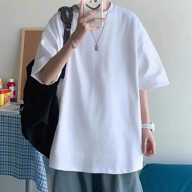 Men Combed Cotton T-Shirt Round Neck Bottom Shirt Casual Peplum Short Sleeve, Size: