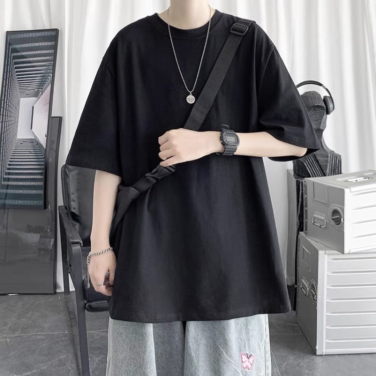 Men Combed Cotton T-Shirt Round Neck Bottom Shirt Casual Peplum Short Sleeve, Size: