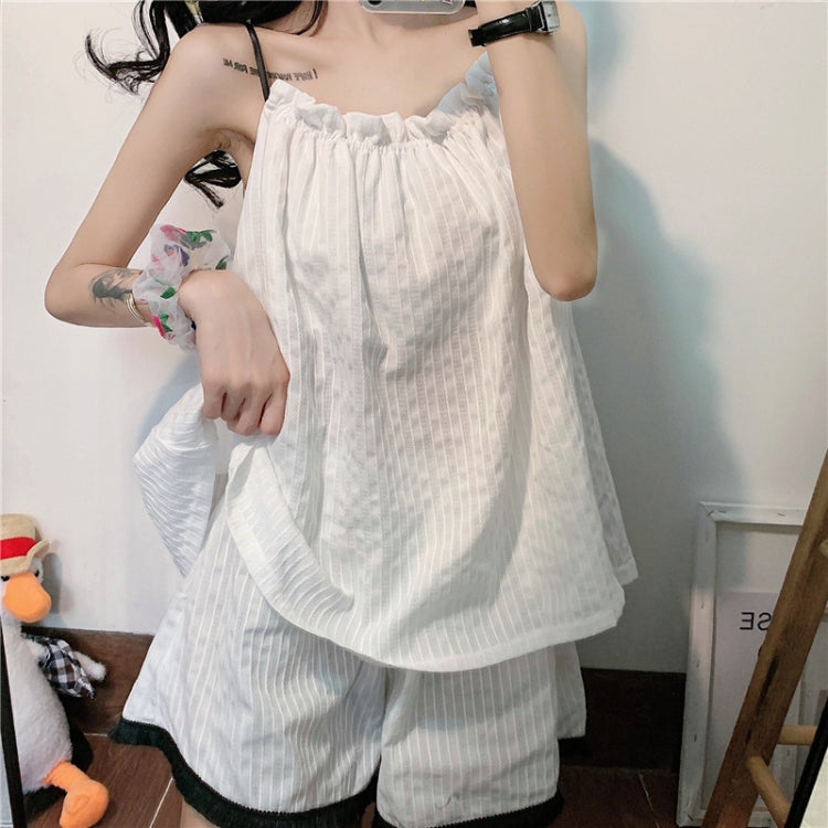 Ladies Summer Pajamas One-Piece Halter Loungewear Set, Size: