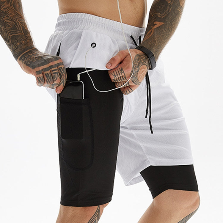 Mens Summer Quick Dry Casual Fitness 5 / 10 Pants Double Layer Anti-Shine Sports Shorts, Size: