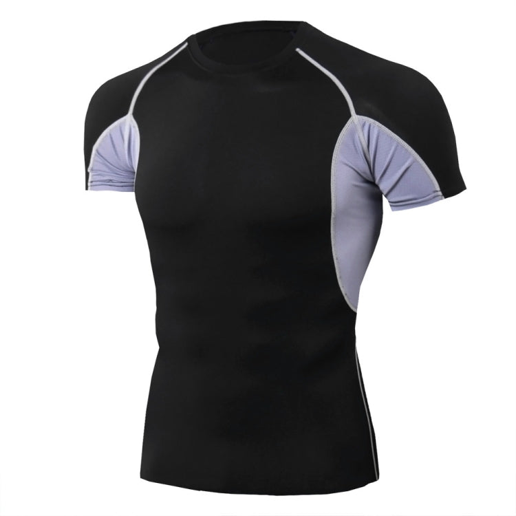 Mens Tight Fit Short Sleeve Stretchy And Quick Dry Fitness Clothing, Size: