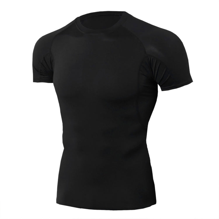 Mens Tight Fit Short Sleeve Stretchy And Quick Dry Fitness Clothing, Size: