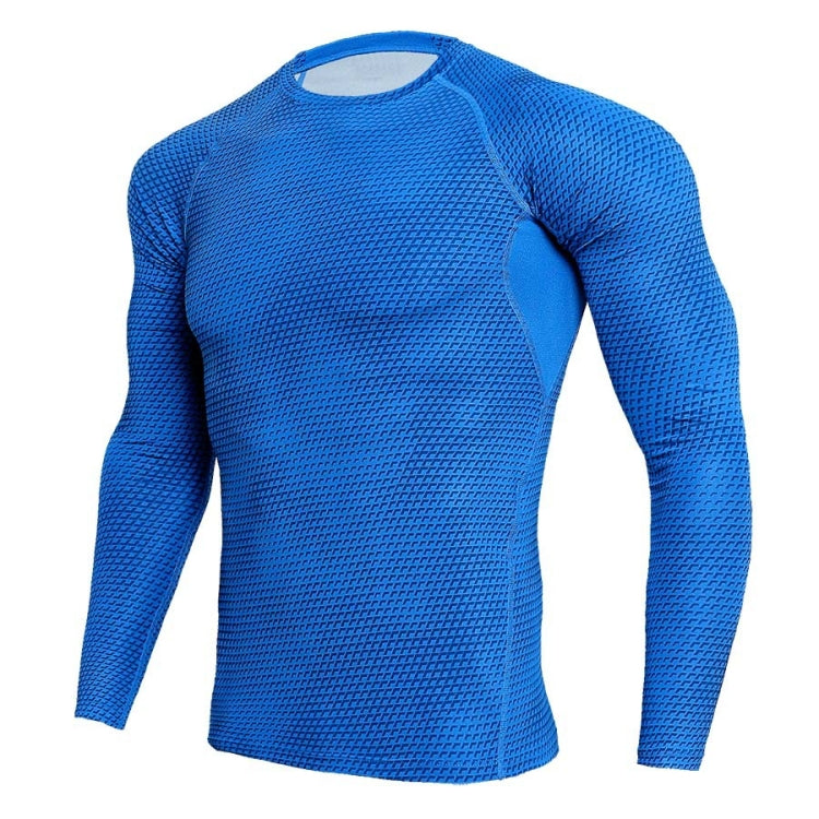 Mens Tight Athletic Long Sleeve Snake Pattern Stretch Quick Dry Training Shirt, Size: