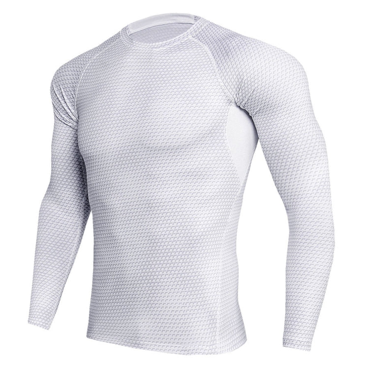 Mens Tight Athletic Long Sleeve Snake Pattern Stretch Quick Dry Training Shirt, Size: