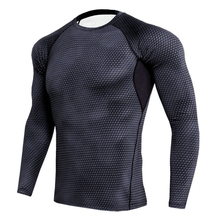 Mens Tight Athletic Long Sleeve Snake Pattern Stretch Quick Dry Training Shirt, Size:
