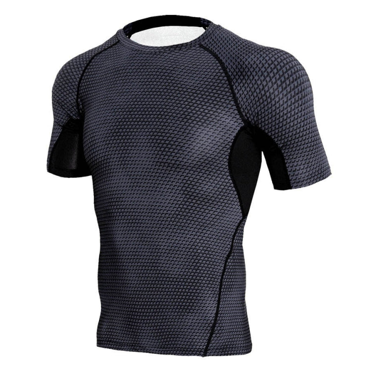 Mens Skinny Sports Shirts High Stretch Snake Pattern Quick Dry Short Sleeve, Size:
