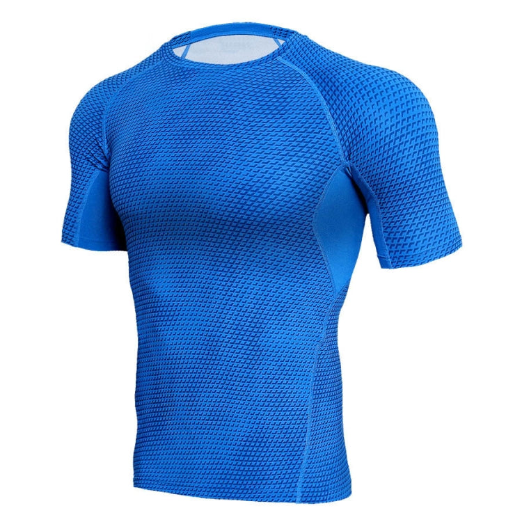 Mens Skinny Sports Shirts High Stretch Snake Pattern Quick Dry Short Sleeve, Size: