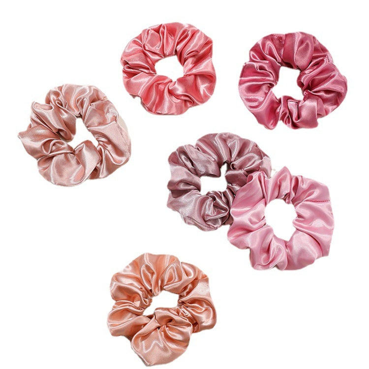 12pcs/Pack Women Intestine Style Hair Ring Satin Headband Hair Accessories(Pink Mixture)
