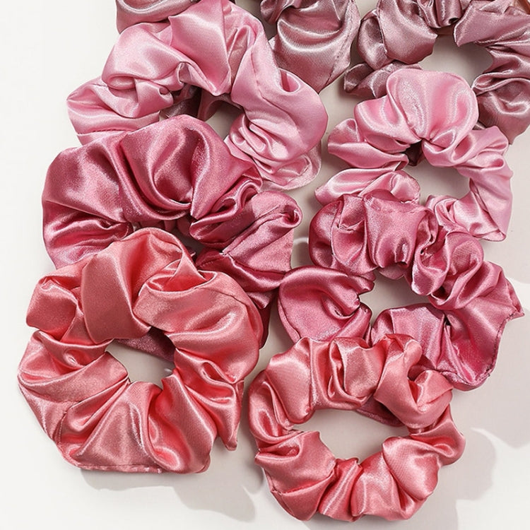 12pcs/Pack Women Intestine Style Hair Ring Satin Headband Hair Accessories(Pink Mixture)