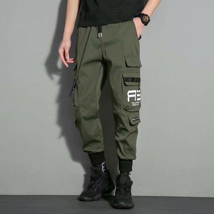 Mens Drawstring Pants Loose-Fitting Pants With Multiple Pockets, Size: