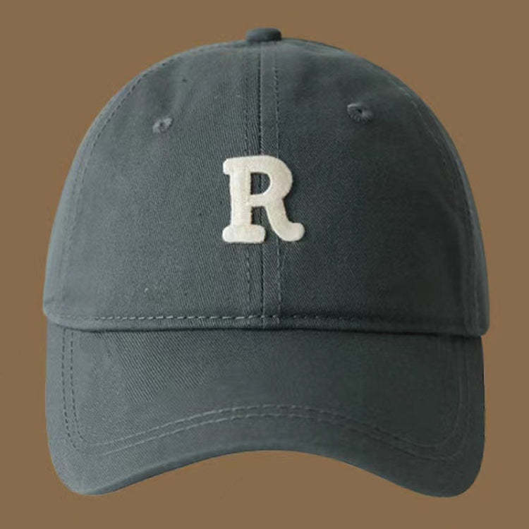 Large Cap Size Duck Tongue Hat R Labeled Letter Soft Top Baseball Caps