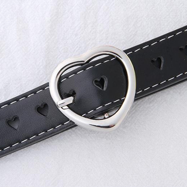 100cm Ladies Hollowed Out Love Buckle Belt Simple Jeans Belt(Black)