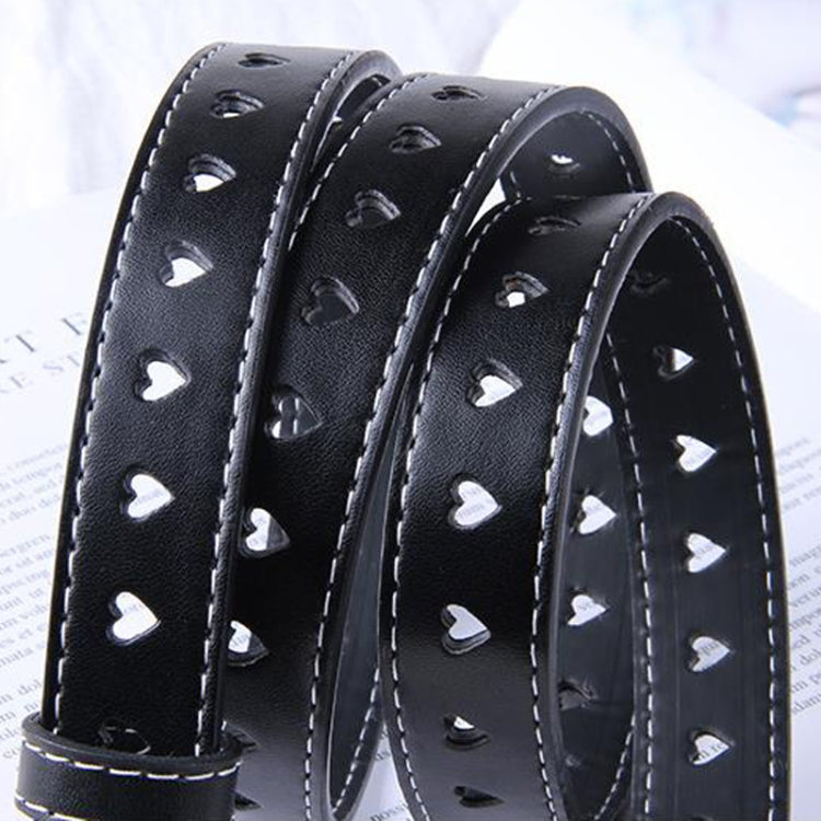 100cm Ladies Hollowed Out Love Buckle Belt Simple Jeans Belt(Black)