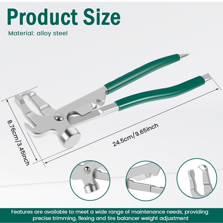 Tire Balance Weight Removal Pliers Multifunctional Hammer  - Green