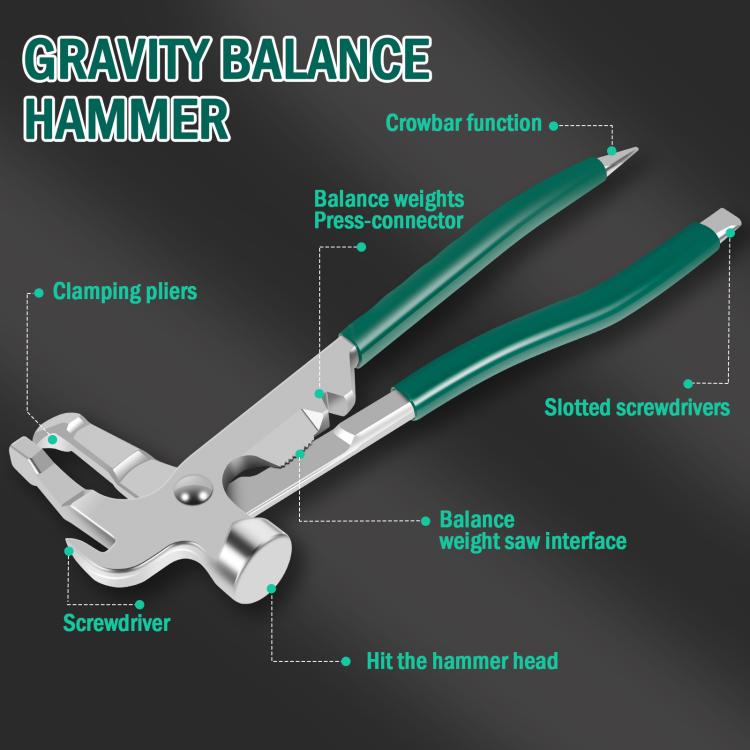 Tire Balance Weight Removal Pliers Multifunctional Hammer  - Green