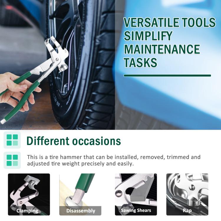 Tire Balance Weight Removal Pliers Multifunctional Hammer  - Green