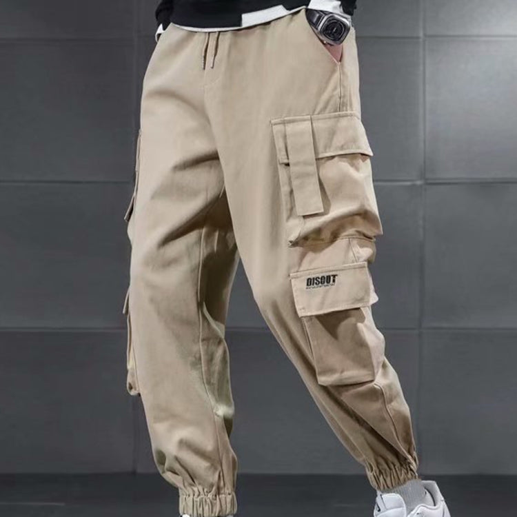 Mens Drawstring Trousers Multi-Pocket Casual Pants, Size: