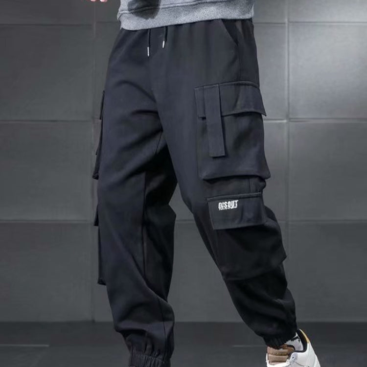 Mens Drawstring Trousers Multi-Pocket Casual Pants, Size: