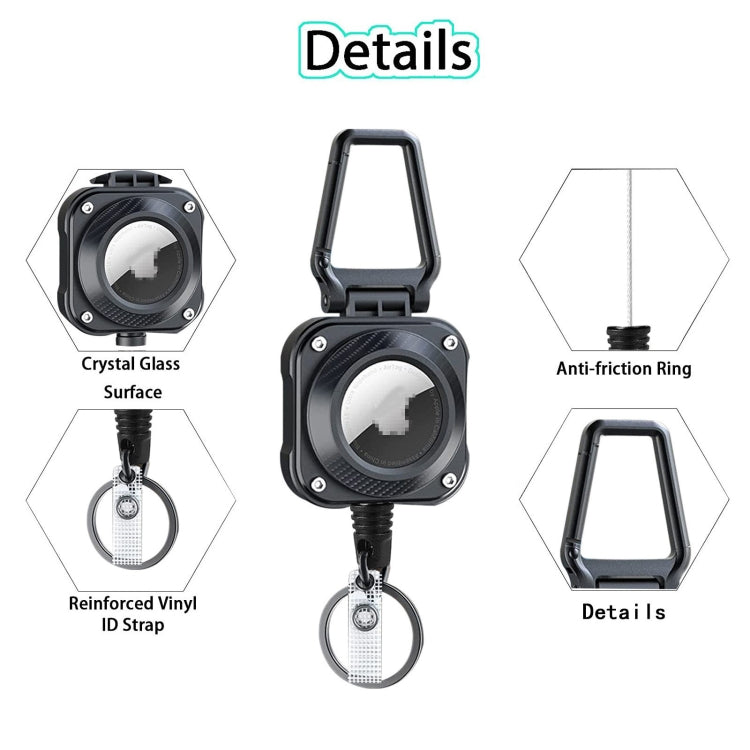 For AirTag Location Tracker Retractable Badge Reel Carabiner Protective Case