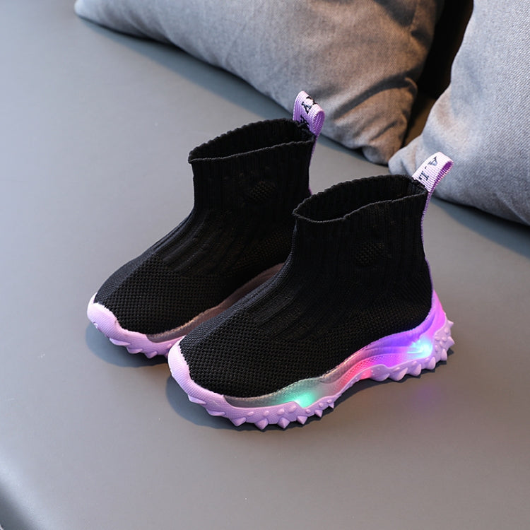 Fly Weaving Children Sneakers Boys Girls Light Up Shoes Casual Footwear Baby Walking Shoes, Size: