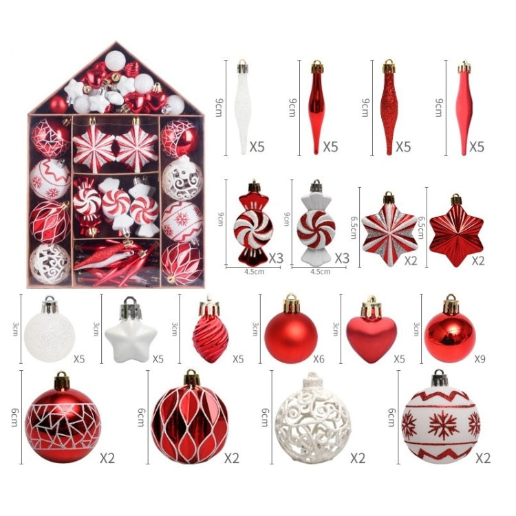 73pcs/Set Christmas Tree Decoration Pendant Painted Christmas Ball, Color: