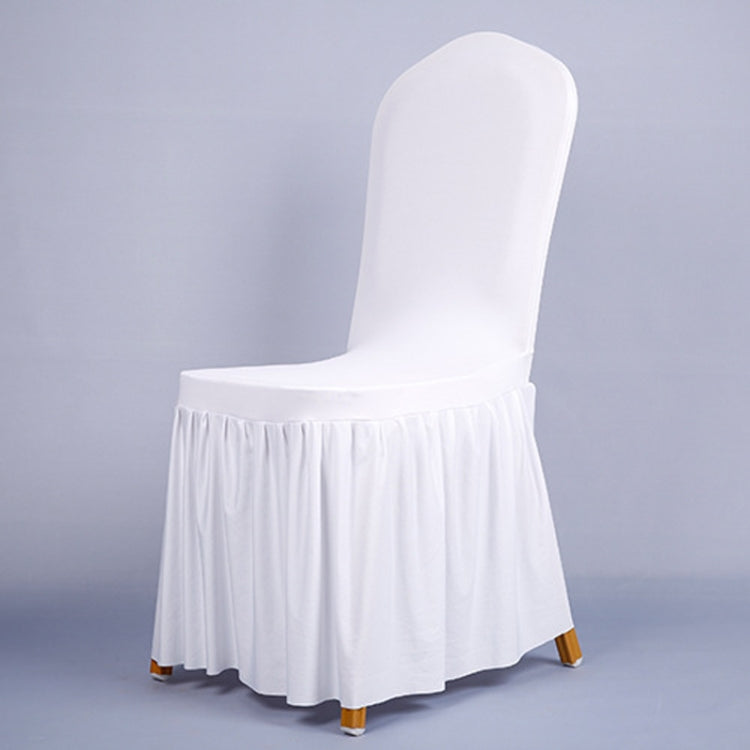Pleated Skirt Hem Stretch One Piece Chair Cover Hotel Restaurant Wedding Chair Cover
