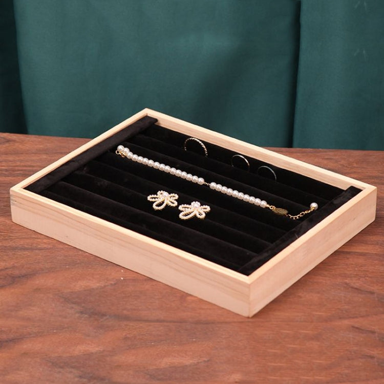 Solid Wooden Velvet Jewelry Display Tray Ring Earring Bracelet Storage And Organization Box, Specification: