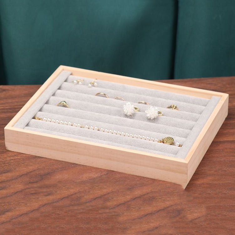 Solid Wooden Velvet Jewelry Display Tray Ring Earring Bracelet Storage And Organization Box, Specification:
