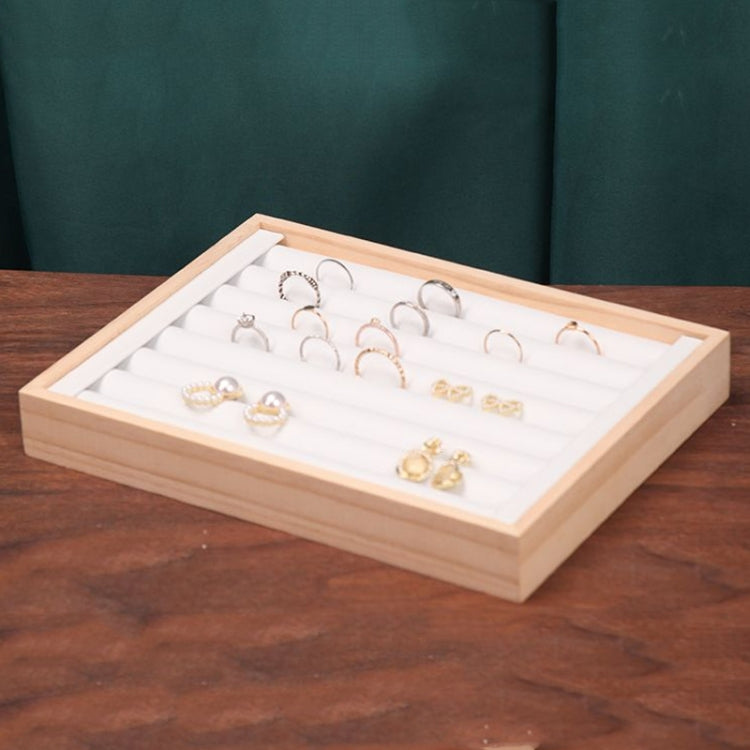 Solid Wooden Velvet Jewelry Display Tray Ring Earring Bracelet Storage And Organization Box, Specification: