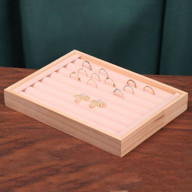 Solid Wooden Velvet Jewelry Display Tray Ring Earring Bracelet Storage And Organization Box, Specification: