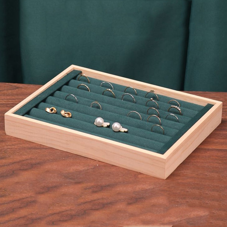 Solid Wooden Velvet Jewelry Display Tray Ring Earring Bracelet Storage And Organization Box, Specification:
