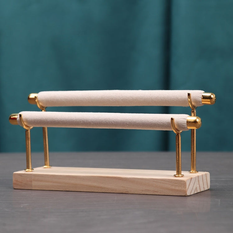 Removable Solid Wooden Base Ring Display Metal Stand Sponge Bar Ring Storage Rack, Style: