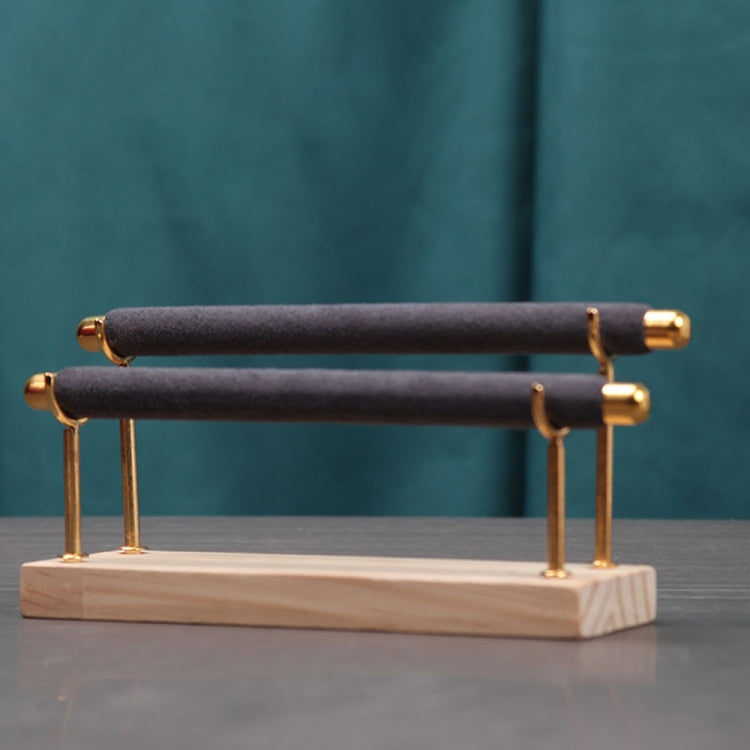 Removable Solid Wooden Base Ring Display Metal Stand Sponge Bar Ring Storage Rack, Style: