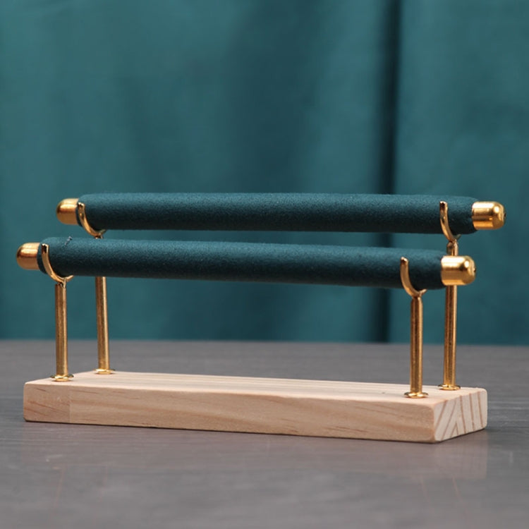 Removable Solid Wooden Base Ring Display Metal Stand Sponge Bar Ring Storage Rack, Style: