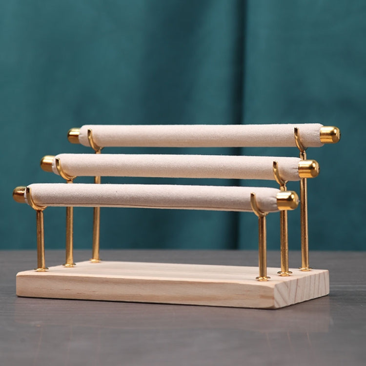Removable Solid Wooden Base Ring Display Metal Stand Sponge Bar Ring Storage Rack, Style: