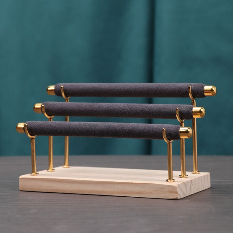 Removable Solid Wooden Base Ring Display Metal Stand Sponge Bar Ring Storage Rack, Style: