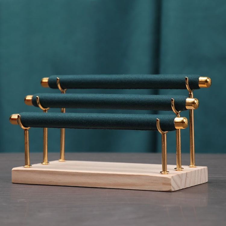 Removable Solid Wooden Base Ring Display Metal Stand Sponge Bar Ring Storage Rack, Style: