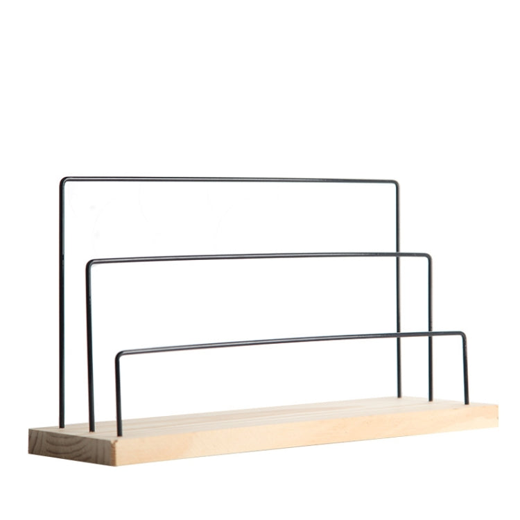 Wooden Base Iron Multi-Layer Earrings Storage Display Rack Can Hang Jewelry Display Shelf, Style: