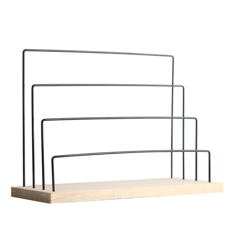 Wooden Base Iron Multi-Layer Earrings Storage Display Rack Can Hang Jewelry Display Shelf, Style: