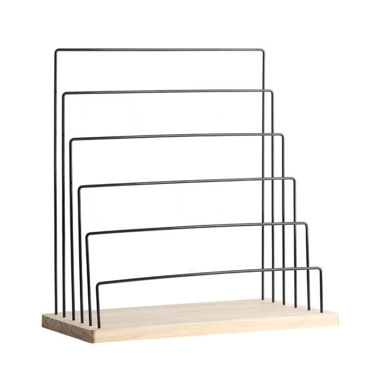 Wooden Base Iron Multi-Layer Earrings Storage Display Rack Can Hang Jewelry Display Shelf, Style: