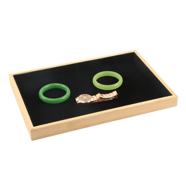 Bamboo Wood Velvet Multi-Functional Jewelry Display Tray Jewelry Storage Box Empty Tray, Style: