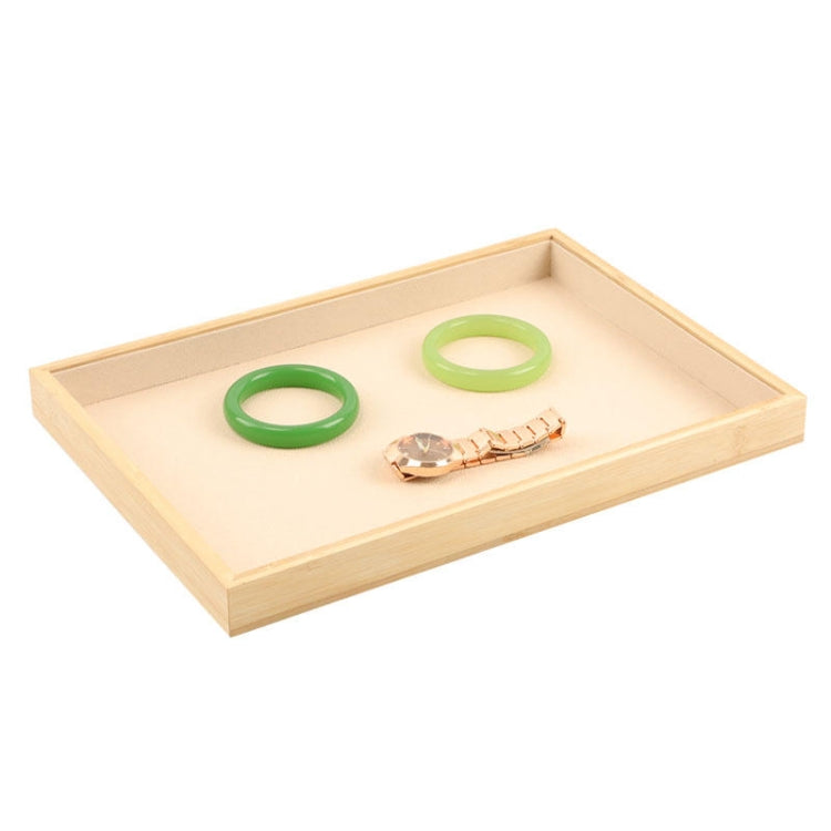 Bamboo Wood Velvet Multi-Functional Jewelry Display Tray Jewelry Storage Box Empty Tray, Style: