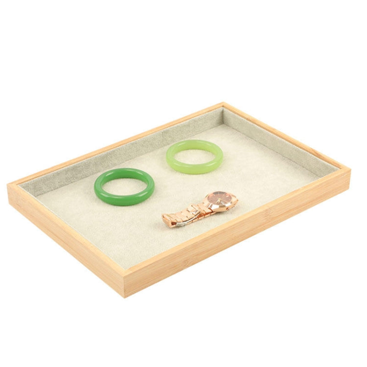 Bamboo Wood Velvet Multi-Functional Jewelry Display Tray Jewelry Storage Box Empty Tray, Style: