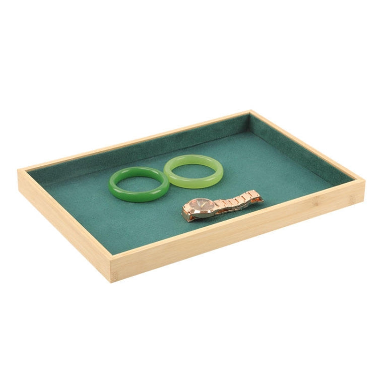 Bamboo Wood Velvet Multi-Functional Jewelry Display Tray Jewelry Storage Box Empty Tray, Style:
