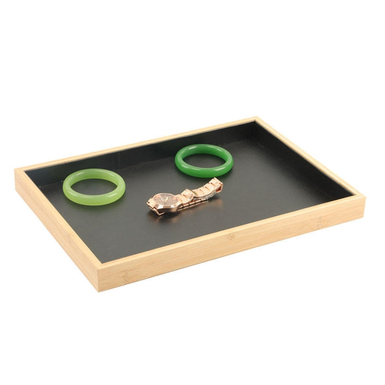 Bamboo Wood Velvet Multi-Functional Jewelry Display Tray Jewelry Storage Box Empty Tray, Style: